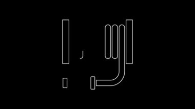 White line Fire hose reel icon isolated on black background. 4K Video motion graphic animation.