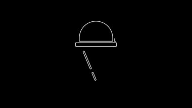 White line Fire cone bucket icon isolated on black background. Metal cone bucket empty or with water for fire fighting. 4K Video motion graphic animation.