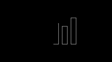 Beyaz çizgi grafiği, çizelgesi, çizelgesi, diyagramı, bilgi grafiği, turta grafik simgesi siyah arkaplanda izole edilmiş. 4K Video hareketli grafik canlandırması.