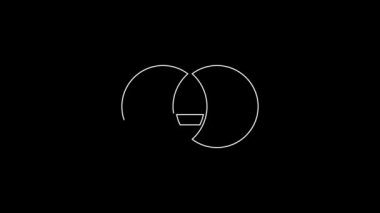 White line Mathematics sets A and B icon isolated on black background. Symmetric difference. 4K Video motion graphic animation.