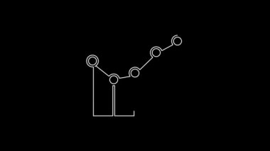 Beyaz çizgi grafiği, çizelgesi, çizelgesi, diyagramı, bilgi grafiği, turta grafik simgesi siyah arkaplanda izole edilmiş. 4K Video hareketli grafik canlandırması.