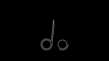 White line Medical scissors icon isolated on black background. 4K Video motion graphic animation.