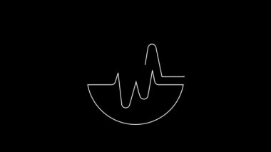 Beyaz çizgi kalp atış hızı simgesi siyah arkaplanda izole edildi. Kalp atışı işareti. Kalp atışı ikonu. Kardiyogram simgesi. 4K Video hareketli grafik canlandırması.