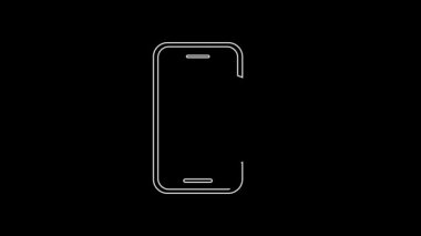 White line Emergency mobile phone call to hospital icon isolated on black background. 4K Video motion graphic animation.