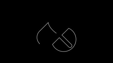 Siyah arka planda beyaz çizgi ilaç veya tablet ikonu var. Kapsül hapı ve uyuşturucu işareti. Eczane tasarımı. 4K Video hareketli grafik canlandırması.