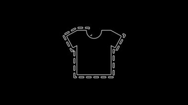 Siyah arkaplanda beyaz çizgi dikiş deseni simgesi izole edildi. Dikiş için işaretler. 4K Video hareketli grafik canlandırması.