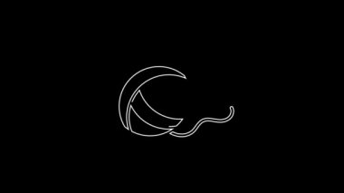 White line Yarn ball icon isolated on black background. Label for hand made, knitting or tailor shop. 4K Video motion graphic animation.