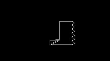 Beyaz çizgili kumaş rulo simgesi siyah arkaplanda izole edildi. Yuvarlan, paspas, halı, halı, halı ya da kağıt rulo ikonu. 4K Video hareketli grafik canlandırması.