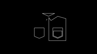 Beyaz çizgili gömlek simgesi siyah arkaplanda izole edilmiş. 4K Video hareketli grafik canlandırması.