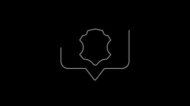 Siyah arkaplanda beyaz çizgi deri ikonu var. 4K Video hareketli grafik canlandırması.