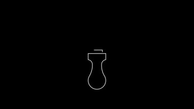 White line Awl tool with wooden handle icon isolated on black background. Work equipment tailor industry. 4K Video motion graphic animation.