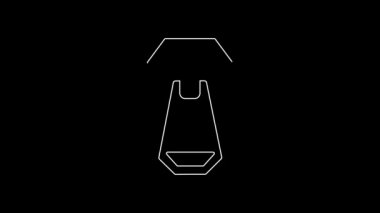 Siyah arkaplanda beyaz çizgi fermuar simgesi izole edildi. 4K Video hareketli grafik canlandırması.