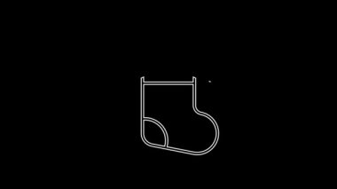 White line Knitting needles icon isolated on black background. Label for hand made, knitting or tailor shop. 4K Video motion graphic animation.