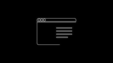 Siyah arkaplanda beyaz çizgi çevrimiçi sınıf simgesi izole edildi. Çevrimiçi eğitim kavramı. 4K Video hareketli grafik canlandırması.