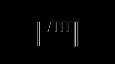 Beyaz çizgi sarkacı simgesi siyah arkaplanda izole edildi. Newtons beşiği. 4K Video hareketli grafik canlandırması.