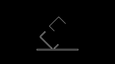 Siyah arkaplanda beyaz çizgi silici ya da kauçuk simgesi var. 4K Video hareketli grafik canlandırması.