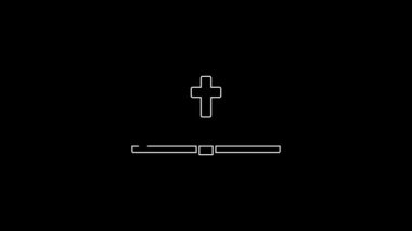 Beyaz çizgi. Kutsal İncil ikonu siyah arka planda izole edilmiş. 4K Video hareketli grafik canlandırması.