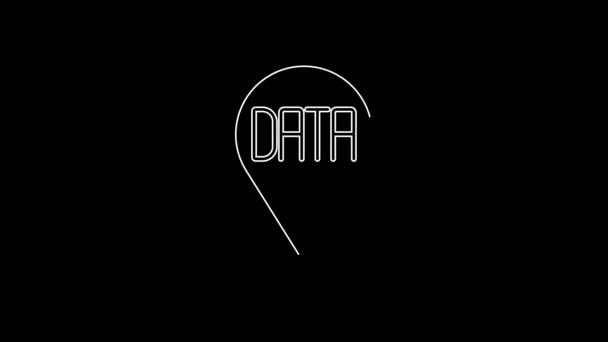 White Line Data Analysis Icon Isolated Black Background Business Data — Video Stock