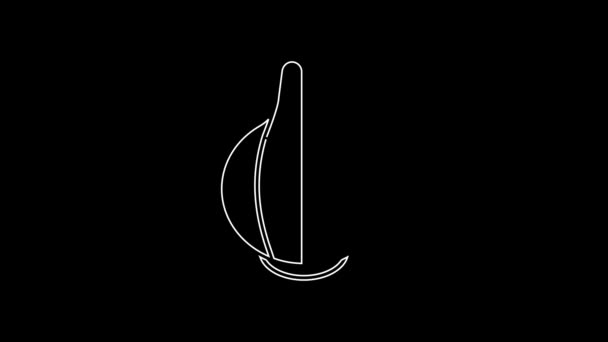 Ligne Blanche Icône Oignon Isolé Sur Fond Noir Animation Graphique — Video