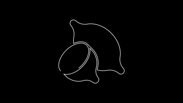 Белая Линия Иконка Лимона Выделена Черном Фоне Видеографическая Анимация — стоковое видео