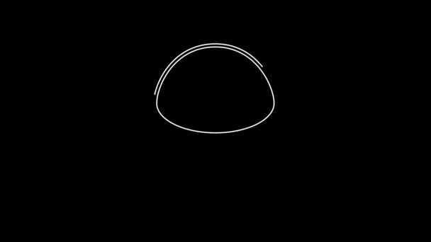 Иконка Гриба Белой Линии Выделена Черном Фоне Видеографическая Анимация — стоковое видео