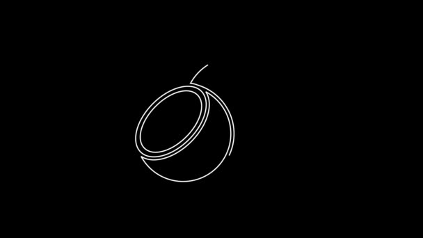 White Line Orange Fruit Icon Isolated Black Background Video Motion — Stockvideo