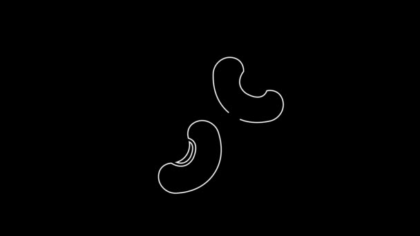 White Line Beans Icon Isolated Black Background Video Motion Graphic – Stock-video