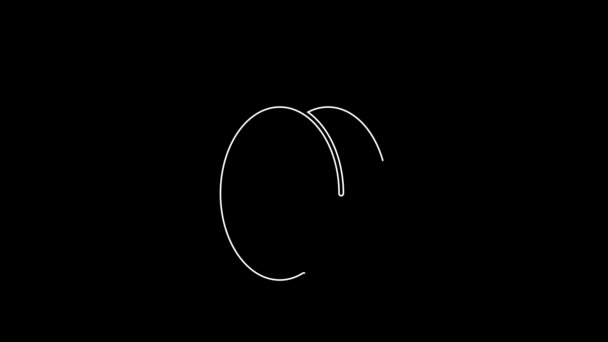 White line Plum fruit icon isolated on black background. 4K Video motion graphic animation.