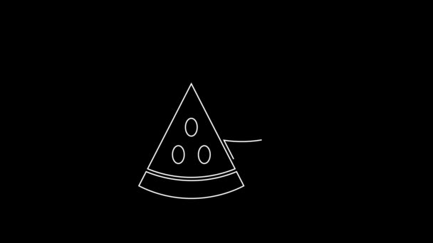 Λευκή Γραμμή Εικονίδιο Καρπουζιού Απομονωμένο Μαύρο Φόντο Γραφική Κίνηση Κίνησης — Αρχείο Βίντεο