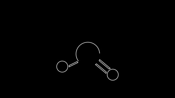 Witte Lijn Molecule Pictogram Geïsoleerd Zwarte Achtergrond Structuur Van Moleculen — Stockvideo