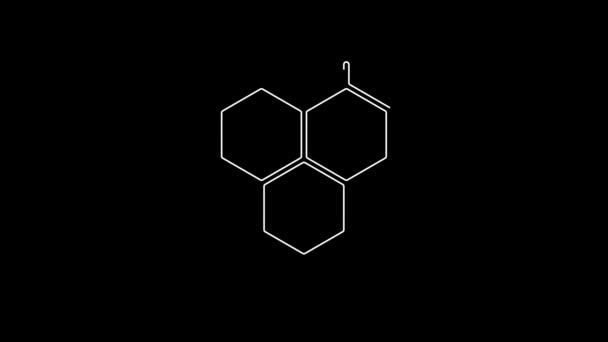 Біла Лінія Хімічна Піктограма Формули Ізольована Чорному Тлі Анотація Шестикутника — стокове відео