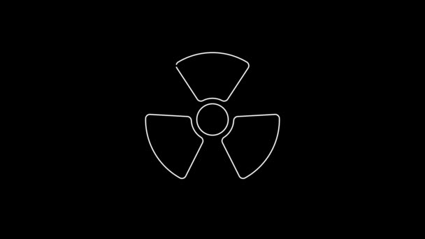 White Line Radioactive Icon Isolated Black Background Radioactive Toxic Symbol — Stock Video