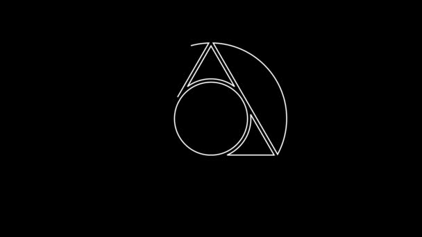 White Line Triangle Math Icon Isolated Black Background Video Motion — Stock Video