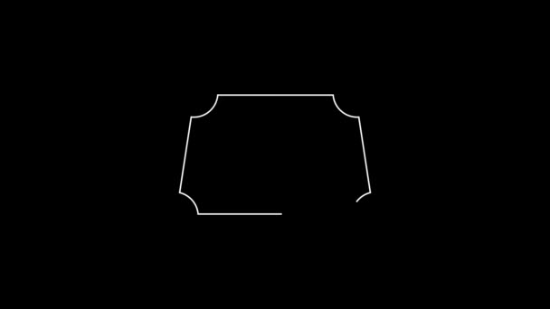 White Line Acute Trapezoid Shape Icon Isolated Black Background Video — Stockvideo