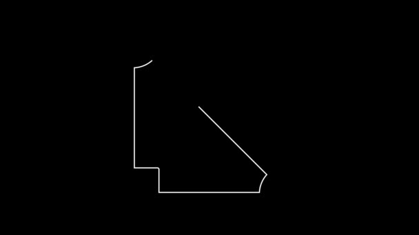 白线三角形数学图标孤立在黑色背景 4K视频运动图形动画 — 图库视频影像