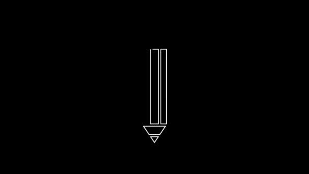 White Line Pencil Icon Isolated Black Background Drawing Educational Tools — Stockvideo