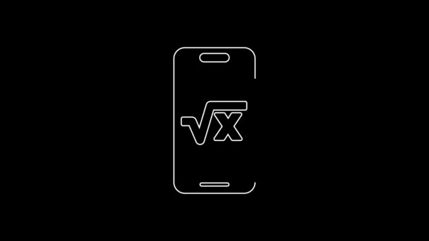 White Line Square Root Glyph Icon Isolated Black Background Mathematical — Stock Video