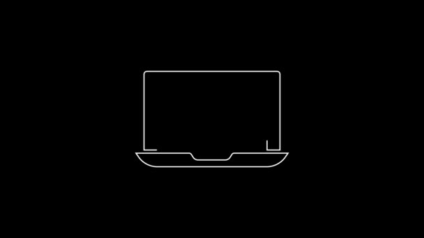 Laptop Bílé Čáry Ikonou Grafu Izolované Černém Pozadí Nahlásit Ikonu — Stock video