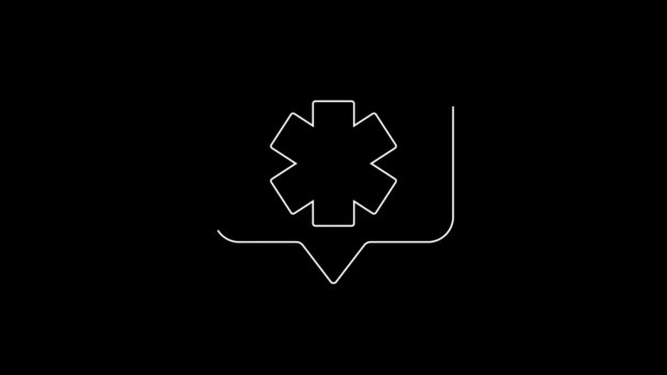 White Line Medical Symbol Emergency Star Life Icon Isolated Black — 图库视频影像