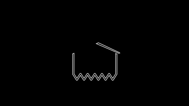White Line Knitting Needles Icon Isolated Black Background Label Hand — Vídeo de Stock