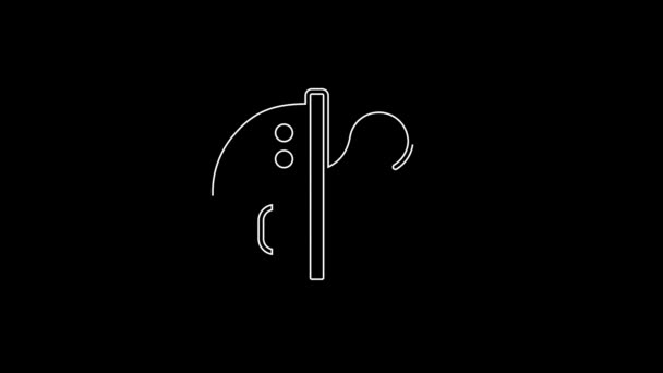 Weiße Linie Elektroeisensymbol Isoliert Auf Schwarzem Hintergrund Bügeleisen Video Motion — Stockvideo
