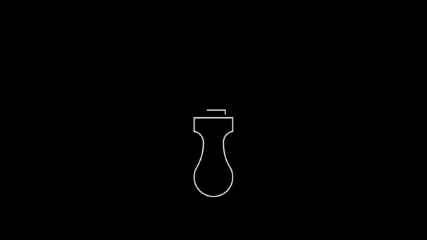 White Line Awl Tool Wooden Handle Icon Isolated Black Background — Stockvideo
