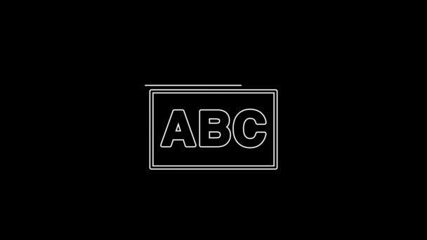 Bílá Čára Karton Ikona Izolované Černém Pozadí Škola Tabuli Grafická — Stock video