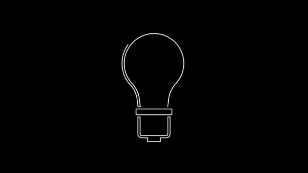 Bílá Čára Žárovka Konceptem Nápadu Ikony Izolované Černém Pozadí Symbol — Stock video