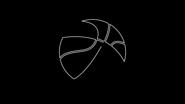 Weiße Linie Basketballsymbol Isoliert Auf Schwarzem Hintergrund Sport Symbol Video — Stockvideo