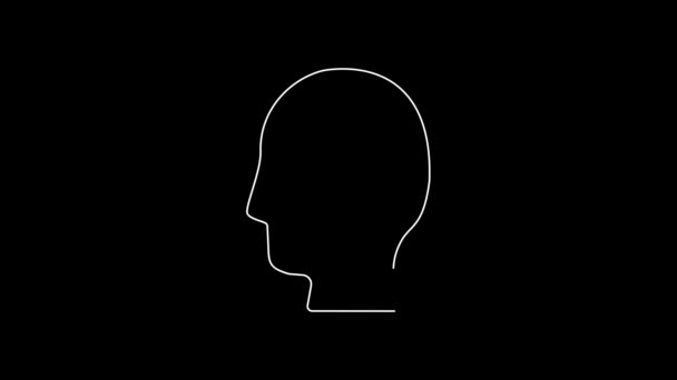 Línea Blanca Icono Cerebral Humano Aislado Sobre Fondo Negro Animación — Vídeo de stock