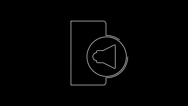 Biała Linia Ikona Książki Audio Izolowana Czarnym Tle Książka Słuchawkami — Wideo stockowe
