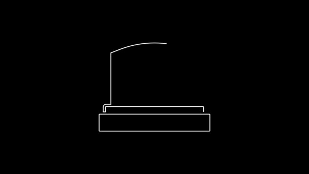 Üzerinde Rip Yazılı Beyaz Çizgi Tombstone Siyah Arkaplanda Izole Edilmiş — Stok video