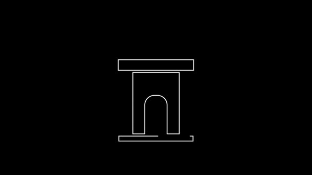 Bílá Čára Ikona Staré Krypty Izolovaná Černém Pozadí Symbol Hřbitova — Stock video