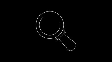 Büyüteç simgesi altındaki beyaz çizgi mikroorganizmalar siyah arkaplanda izole edildi. Bakteri ve mikroplar, hücre kanseri, mikrop, virüs, mantar. 4K Video hareketli grafik canlandırması.